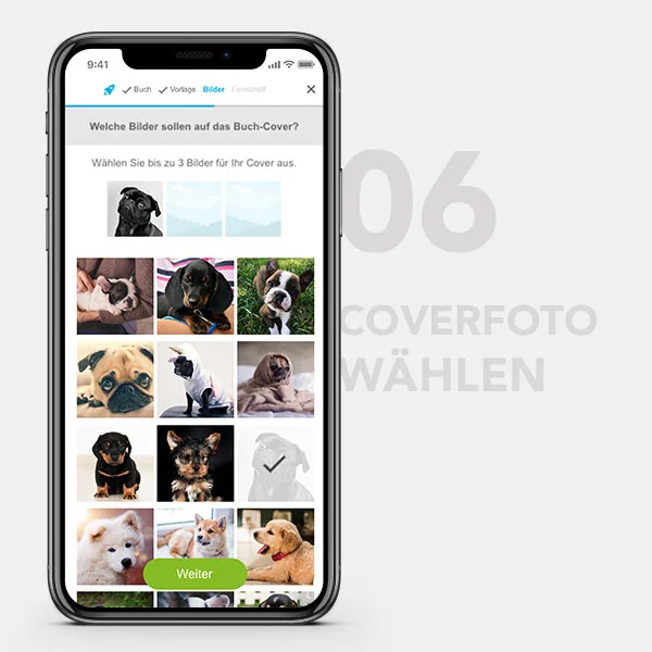 Fotobuch Schnellkonfigurator Mobile Screen 6 - Coverbild wählen